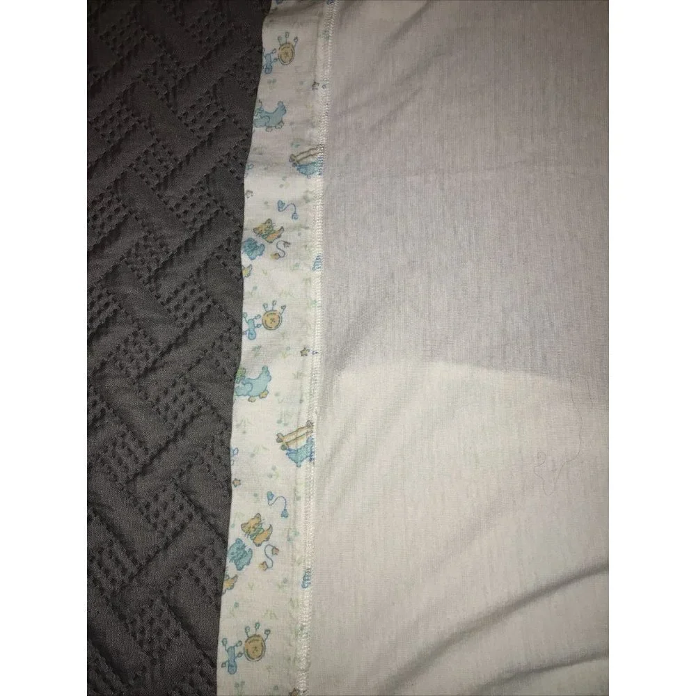 Vtg CARTERS Pastel Blue Green Nursery Rhymes Crib Top Sheet 2 Fitted Corners